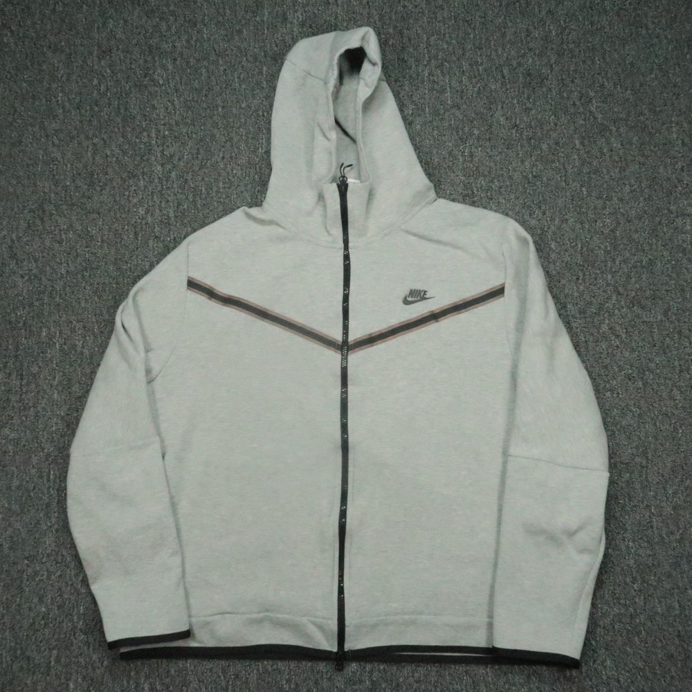 Nike Hoodie Men XXL Gray NSW Tech Fleece Full Zip Hooded Jacket Windrunner 2XL